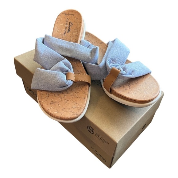 Clarks Cloudsteppers Eliza Skip Fabric Sandals 9.5M Comfort - Picture 1 of 8